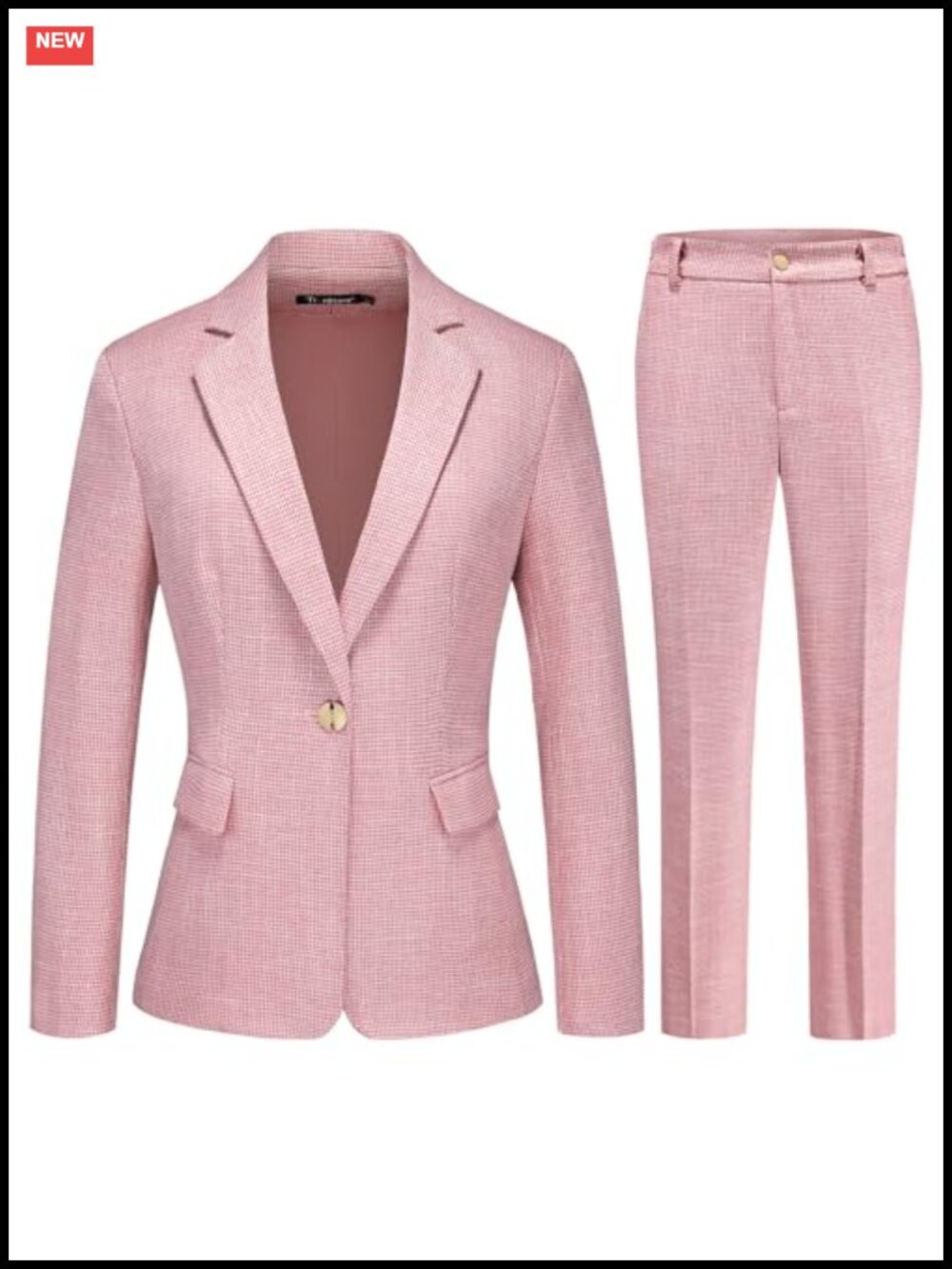 Women's Plaid Pantsuit Set with Blazer Vest